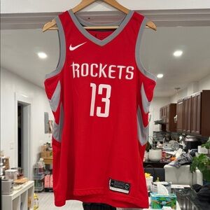 Nike Red and Gray Rockets Jersey